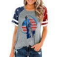 thumbnail image 1 of SYMOID Womens Casual Fashion Misses Short Sleeve T - Shirt with Round Neck, Stars Striped Graphic Print for Daily Home Wear,Gray,Size M, 1 of 2