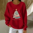 thumbnail image 1 of GuzomFashion Womens Christmas Book Themed Festive Sweatshirt - "All Booked For Christmas" Loose Crewneck Long Sleeve Polyester Spandex Red Plus Size S-XXXXXL,Size L, 1 of 3