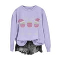 thumbnail image 1 of SYMOID Womens Christmas Sweatshirt - 100% Polyester Soft Crew Neck Long Sleeve with Rhinestone Wine Glass/Santa Hat/Reindeer Antlers, Purple, S-XXL,Size M, 1 of 5