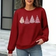 thumbnail image 1 of SYMOID Womens Christmas Tree Sweatshirt, Cozy Waffle Knit Relaxed Fit, Red Crew Neck - Holiday Casual Top for Fall/Winter Soft Fabric,Size M, 1 of 6