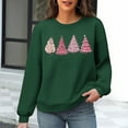 thumbnail image 1 of SYMOID Womens Christmas Tree Sweatshirt, Waffle Knit Crew Neck Relaxed Fit, Green - Cozy Holiday Casual Top for Fall/Winter,Size S, 1 of 6