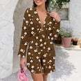 thumbnail image 1 of SYMOID Womens Coffee Floral Robe - Soft Stretchy 95% Polyester 5% Spandex, Long Sleeve Adjustable Belt, S-XXXXXL Lounge Sleep Robe,Size 4XL, 1 of 6