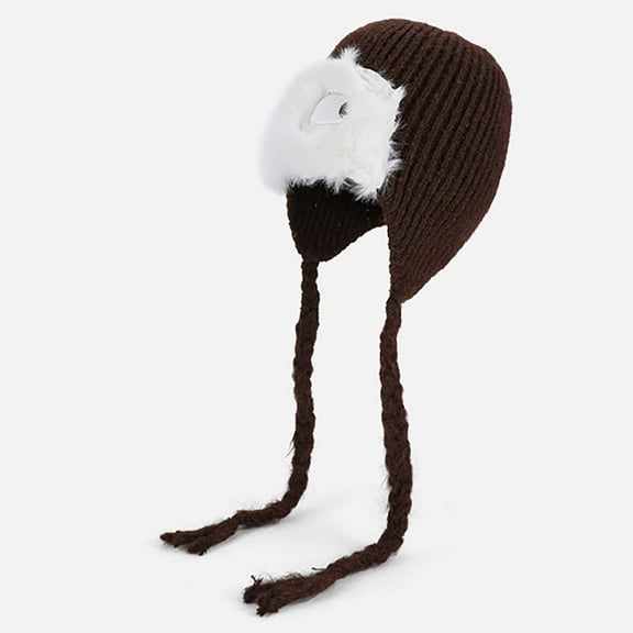 SYMOID Womens Coffee Knit Winter Trapper Hat - Plush-Lined Ear Flaps, Long Tassels, One Size - Warm Windproof for Cold Weather Outdoor & Daily Wear,Size Free Size