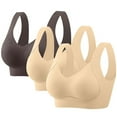 thumbnail image 1 of SYMOID Womens Coffee Sports Bra 3 Pack - Wirefree Seamless Racerback, Plus Size M-5XL, Moisture-Wicking for Yoga & Daily Wear, Wide Straps with Removable Pads,Size L, 1 of 9