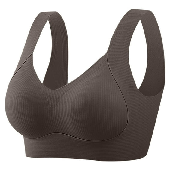 SYMOID Womens Coffee Sports Bra - Wireless Tank Style, Nylon Spandex, M-5XL Inclusive Size, Breathable Non-Slip for Low Impact Yoga & Daily Wear,Size 3XL