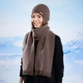 thumbnail image 1 of SYMOID Womens Coffee Winter Beanie & Scarf Set - Warm Stretchy 2-Piece, Rib Knit Beanie with Fringed Scarf Coordinated Adult Cold-Weather Accessory,Size Free Size, 1 of 6