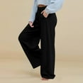thumbnail image 1 of SYMOID Womens Comfortable Wide-Leg Pants 100% Polyester Elastic Waist Side Pockets - Black, Casual for Travel Home Yoga,Size XL, 1 of 8