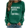 thumbnail image 1 of SYMOID Womens Crew Neck Long Sleeve Graphic Sweatshirt - "Weekends Coffee & Football" Print, Army Green, Soft 100% Polyester, Relaxed Fit for Game Days & Casual Wear,Size 2XL, 1 of 3