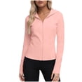 thumbnail image 1 of SYMOID Womens Cropped Hoodie Lightweight UPF 50+ Sun Protection Jacket Long Sleeve Full Zip Activewear Pink,Size L, 1 of 7