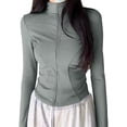 thumbnail image 1 of SYMOID Womens Cropped Zip Up Jacket Sun Protection UPF 50+ Lightweight Breathable Slim Fit Full Zip Active Jacket Gray,Size XL, 1 of 6