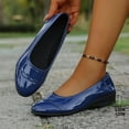 thumbnail image 1 of SYMOID Womens Dark Blue Patent Pu Round Toe Comfort Wedge Flats - Casual & Office Wear, Sizes 36-42,Size 42, 1 of 9