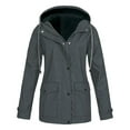 thumbnail image 1 of SYMOID Womens Dark Gray Hooded Parka - Fleece Lined Warm for Fall Winter, Sizes S-XXXXXL with Snap Pockets & Adjustable Hood,Size M, 1 of 6