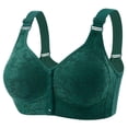 thumbnail image 1 of SYMOID Womens Easy On Front Closure Wireless Plus Size Lace Bra No Underwire Full Coverage Padded Green,Size 38, 1 of 3