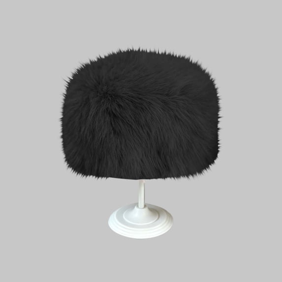 SYMOID Womens Faux Faux Fur Bucket Hat - Warm Fluffy Winter Hat, Black One Size Hats,Size Free Size