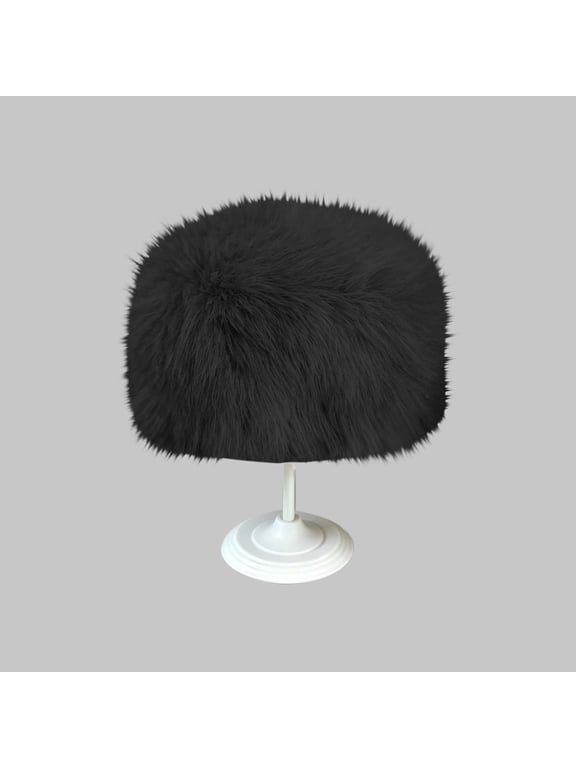 Womens Faux Faux Fur Bucket Hat - Warm Fluffy Winter Hat, Black One Size Hats,Size Free Size