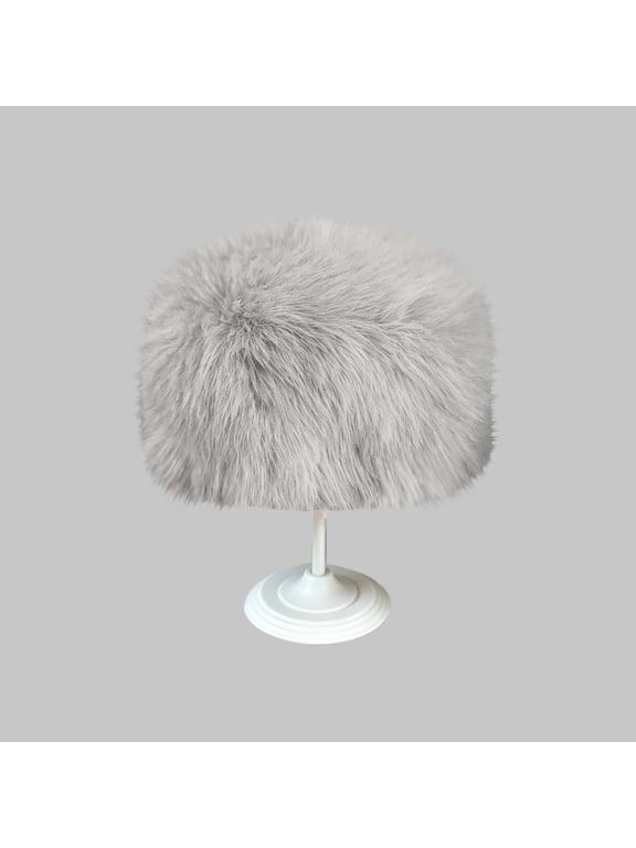 Womens Faux Faux Fur Bucket Hat - Warm Fluffy Winter Hat, Gray One Size Hats,Size Free Size