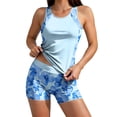 thumbnail image 1 of SYMOID Womens Floral Tankini Set with Shorts, Blue Hibiscus Two Piece Swimsuit Full Coverage High Waisted Quick-Dry,Size L, 1 of 9