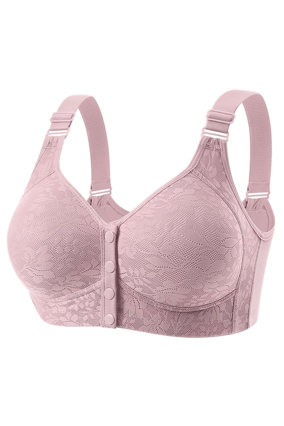 Womens Full Coverage Comfort Bra Gray Front Closure Wireless Plus Size Lace No Underwire Padded,Size 50