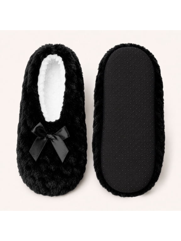 Womens Fuzzy Slipper Socks – Plush Lined Non-Slip House Socks with Grippers for Indoor Warmth