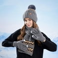 thumbnail image 1 of SYMOID Womens Gray 3 Piece Winter Accessory Set - Knitted Warm Beanie, Scarf & Touchscreen Gloves, Windproof Casual Chic for Daily Use,Size Free Size, 1 of 8