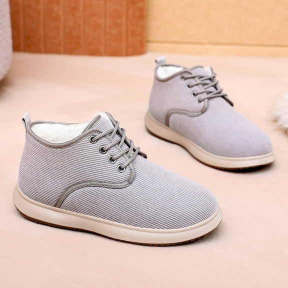 SYMOID Womens Gray Casual Mid-Top Shoes - Pl-Sh Lined Warm Comfortable Cloth Footwear for Autumn Winter Daily Wear (Us Sizes 5.5-9),Size 40