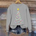 thumbnail image 1 of SYMOID Womens Gray Festive Christmas Tree Sweatshirt - 100% Polyester Loose Fit Crew Neck Long Sleeve String Lights Yellow Star Graphic,Size XS, 1 of 5