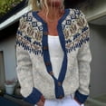 thumbnail image 1 of SYMOID Womens Gray Vintage Fair Isle Cardigan - Soft Acrylic, Button-Front V-Neck, Long Sleeve with Blue Trim, Inclusive Sizes S-XXXXXL, Cozy Retro Knit for Layering,Size 3XL, 1 of 4