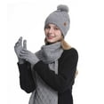 thumbnail image 1 of SYMOID Womens Gray Wool Winter 3-Piece Set - Hat, Scarf & Gloves with Knitted Detail, Warm for Cold Weather, Adult-Fit,Size Free Size, 1 of 5