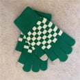thumbnail image 1 of SYMOID Womens Green Checkered Knit Gloves - Warm Acrylic Touchscreen Gloves with Ribbed Cuffs, One Size Fits Most Adults for Winter Cold Weather,Size Free Size, 1 of 3