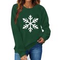 thumbnail image 1 of SYMOID Womens Green Christmas Crew Neck Sweatshirt with Distressed Snowflakes - Winter Festive Soft 100% Polyester Loose Fit Long Sleeve,Size M, 1 of 5