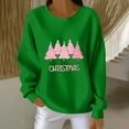 thumbnail image 1 of GuzomFashion Womens Green Christmas Festive Sweatshirt - Loose Crewneck with Pink Tree & Merry Christmas Lettering, Inclusive Sizes S-XXXXXL,Size 4XL, 1 of 3