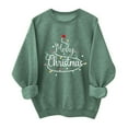 thumbnail image 1 of SYMOID Womens Green Christmas Sweatshirt, 100% Cotton Oversized Merry Christmas Tree Graphic Crew Neck Long Sleeve Festive Holiday Top,Size S, 1 of 6