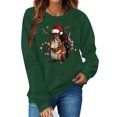thumbnail image 1 of SYMOID Womens Green Christmas Sweatshirt with Squirrel Santa Hat & Lights - Long Sleeve Crew Neck, Relaxed Fit, 100% Polyester, Machine Washable (XS-XL),Size L, 1 of 5