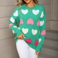 thumbnail image 1 of SYMOID Womens Green Heart Sweater - Acrylic Oversized Crew Neck Long Sleeve, Cute Textured Knit, Soft Relaxed Fit for Casual/Valentine's Day, Inclusive Sizes S-XL,Size S, 1 of 9