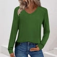 thumbnail image 1 of SYMOID Womens Green Long Sleeve V Neck Raglan Top - 95% Polyester 5% Spandex Stretch, Relaxed Fit Casual Everyday Layering Shirt, Budget-Friendly for Walmart,Size XL, 1 of 7