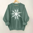thumbnail image 1 of SYMOID Womens Green Snowflake Sweatshirt, Vintage Christmas Cotton Sweatshirt, Loose Fit Crew Neck Long Sleeve, Size S-XXL,Size L, 1 of 6