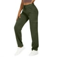 thumbnail image 1 of SYMOID Womens Green Stretchy Utility Cargo Pants - Elastic Drawstring Waist, Nylon Spandex Blend - Multi-Pocket Relaxed Fit for Daily/Work,Size L, 1 of 5