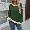 thumbnail image 1 of SYMOID Womens Green Sweatshirt, Nylon Spandex Soft Stretch Loose Fit Crew Neck w/ Contrast Trim for Daily Casual Wear,Size XL, 1 of 9