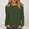 thumbnail image 1 of SYMOID Womens Green Waffle Knit Long Sleeve Top - Crew Neck Stretchy Relaxed Fit with Chest Pocket, Casual Layering/Daily Wear (S-XXL),Size M, 1 of 7