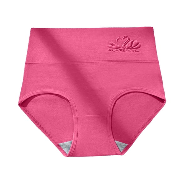 SYMOID Womens High Waist Briefs - Stretch Panties, High Rise Comfort Underwear for Everyday Wear, Hot Pink,Size L