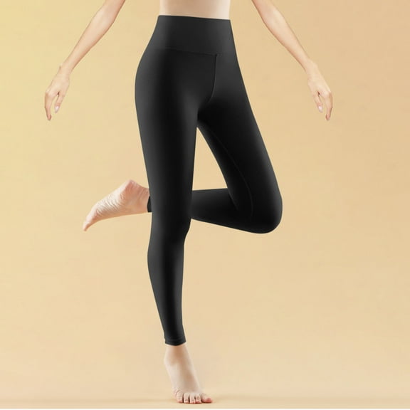 SYMOID Womens High Waisted Black Leggings Nylon Spandex Tummy Support Full Length - Stretchy Durable for Everyday Yoga & Winter Layering,Size M