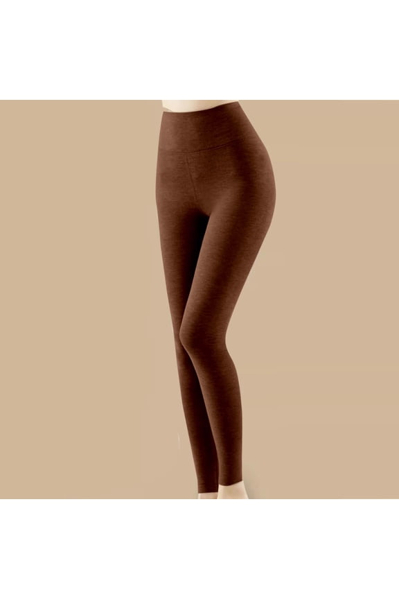 Womens High-Waisted Coffee Leggings - Nylon Spandex Stretchy, Slim Fit, Tummy Support, All-Day Comfort, Smooth Seams,Size M