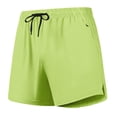 thumbnail image 1 of SYMOID Womens High Waisted Shorts with Pockets - Stretchy Nylon Spandex Quick Dry Athletic & Casual Lounge Shorts with Drawstring, Green,Size 2XL, 1 of 6
