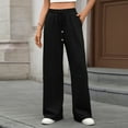 thumbnail image 1 of SYMOID Womens High Waisted Wide Leg Pants Black - Nylon Spandex Blend, Elastic Waist with Drawstring, Stretchy Comfort for Casual & Lounge Wear,Size 2XL, 1 of 8