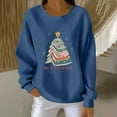 thumbnail image 1 of SYMOID Womens Holiday Book Stack Christmas Tree Sweatshirt - "All Booked For Christmas" Loose Crewneck Long Sleeve Polyester Spandex Blue Plus Size S-XXXXXL,Size 5XL, 1 of 3