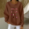 thumbnail image 1 of GuzomFashion Womens Holiday Christmas Graphic Sweatshirt Plus Size S-XXXXXL - Crew Neck Long Sleeve Stretchy Polyester Spandex Brown Merry Christmas Tree Print,Size 3XL, 1 of 3