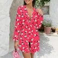 thumbnail image 1 of SYMOID Womens Hot Pink Floral Robe - Soft Stretchy 95% Polyester 5% Spandex, Long Sleeve Adjustable Belt, S-XXXXXL Lounge Sleep Robe,Size M, 1 of 6