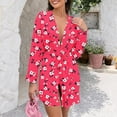 thumbnail image 1 of SYMOID Womens Hot Pink Floral Robe - Soft Stretchy 95% Polyester 5% Spandex, Long Sleeve Adjustable Belt, S-XXXXXL Lounge Sleep Robe,Size S, 1 of 6