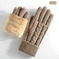 thumbnail image 1 of SYMOID Womens Khaki Acrylic Knit Gloves - Winter Warm Fleece Lined, Touchscreen Compatible, Ribbed Cuff, One Size Fits Most Cold Weather Gloves for Daily Use,Size Free Size, 1 of 3
