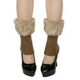 thumbnail image 1 of SYMOID Womens Khaki Leg Warmers with Faux Faux Fur Cuff - Acrylic Knit, Warm for Fall Winter, Stretchy Cozy Fit for Female Calves,Size Free Size, 1 of 3